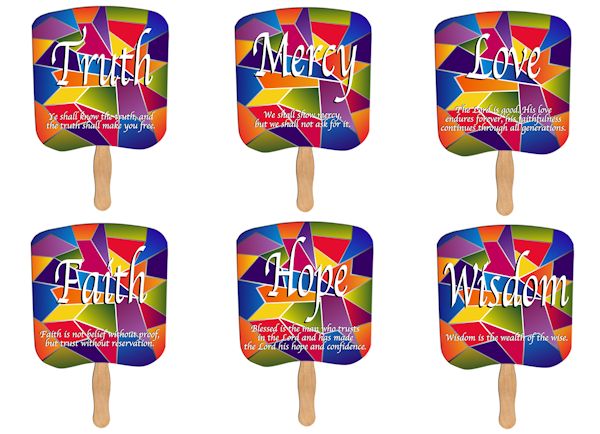 RF920 Assorted Religious Stock Hand FAN with Custom Imprint